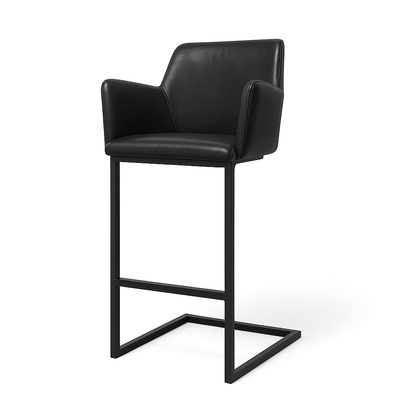 Scaun bar piele NEAGRA | model GIAN